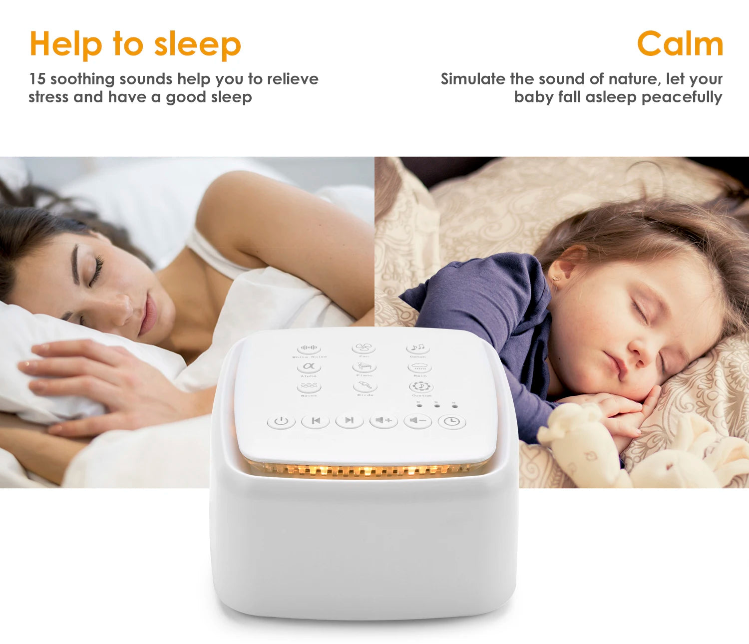 White Noise Machine – Rechargeable Sleep Sound Machine with Timer