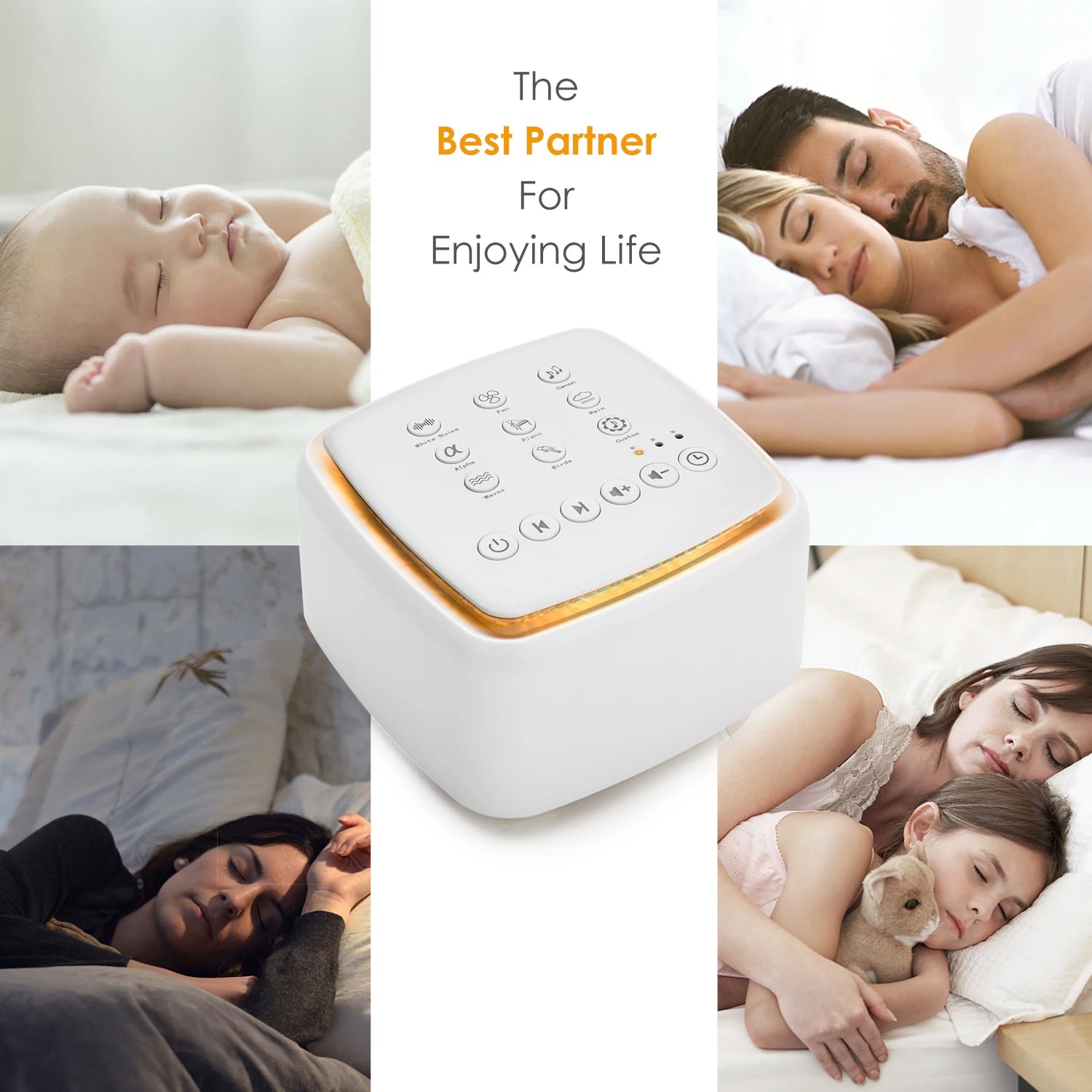 White Noise Machine – Rechargeable Sleep Sound Machine with Timer
