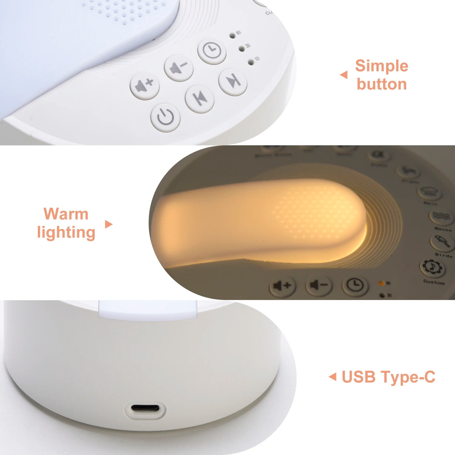 White Noise Machine – Rechargeable Sleep Sound Machine with Timer