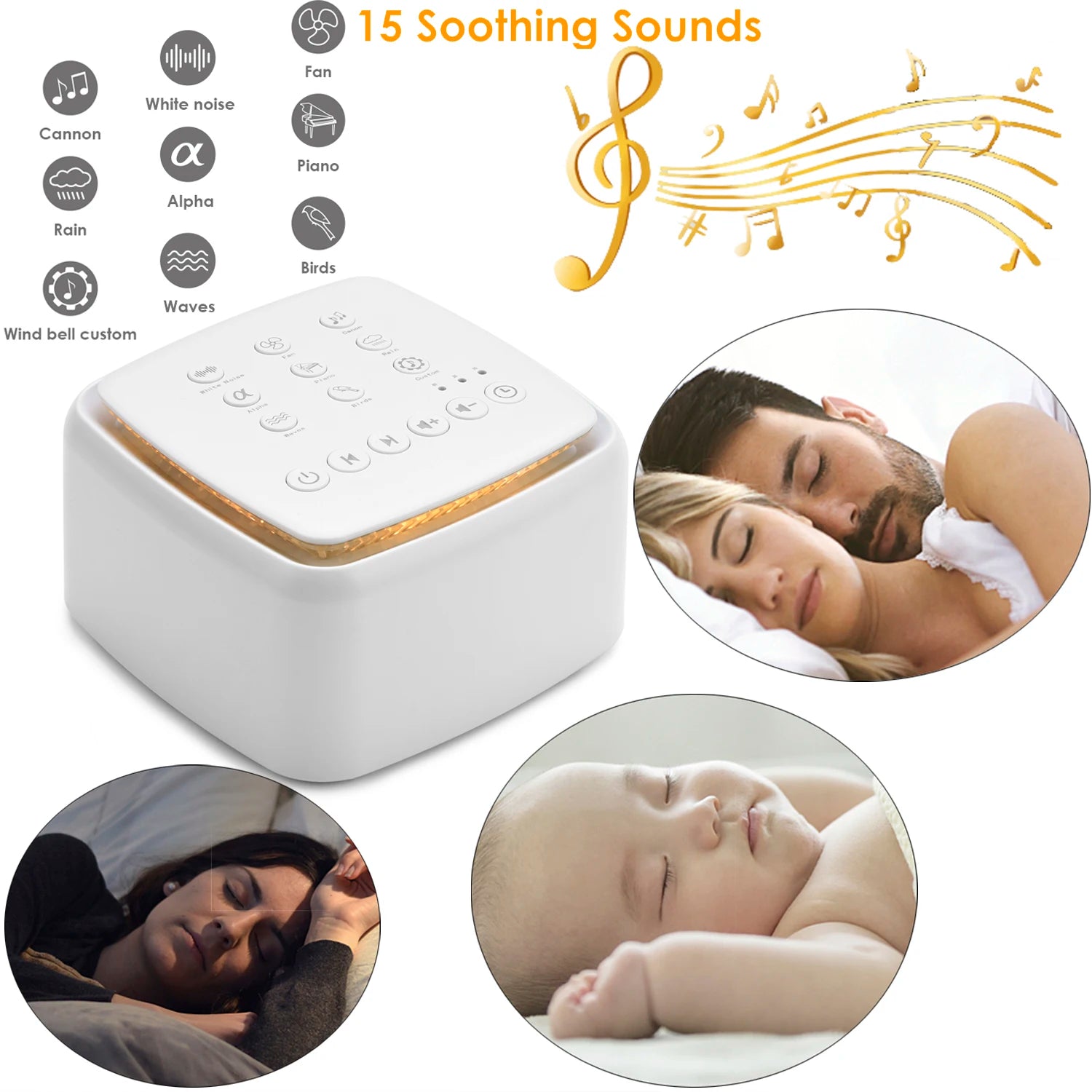White Noise Machine – Rechargeable Sleep Sound Machine with Timer