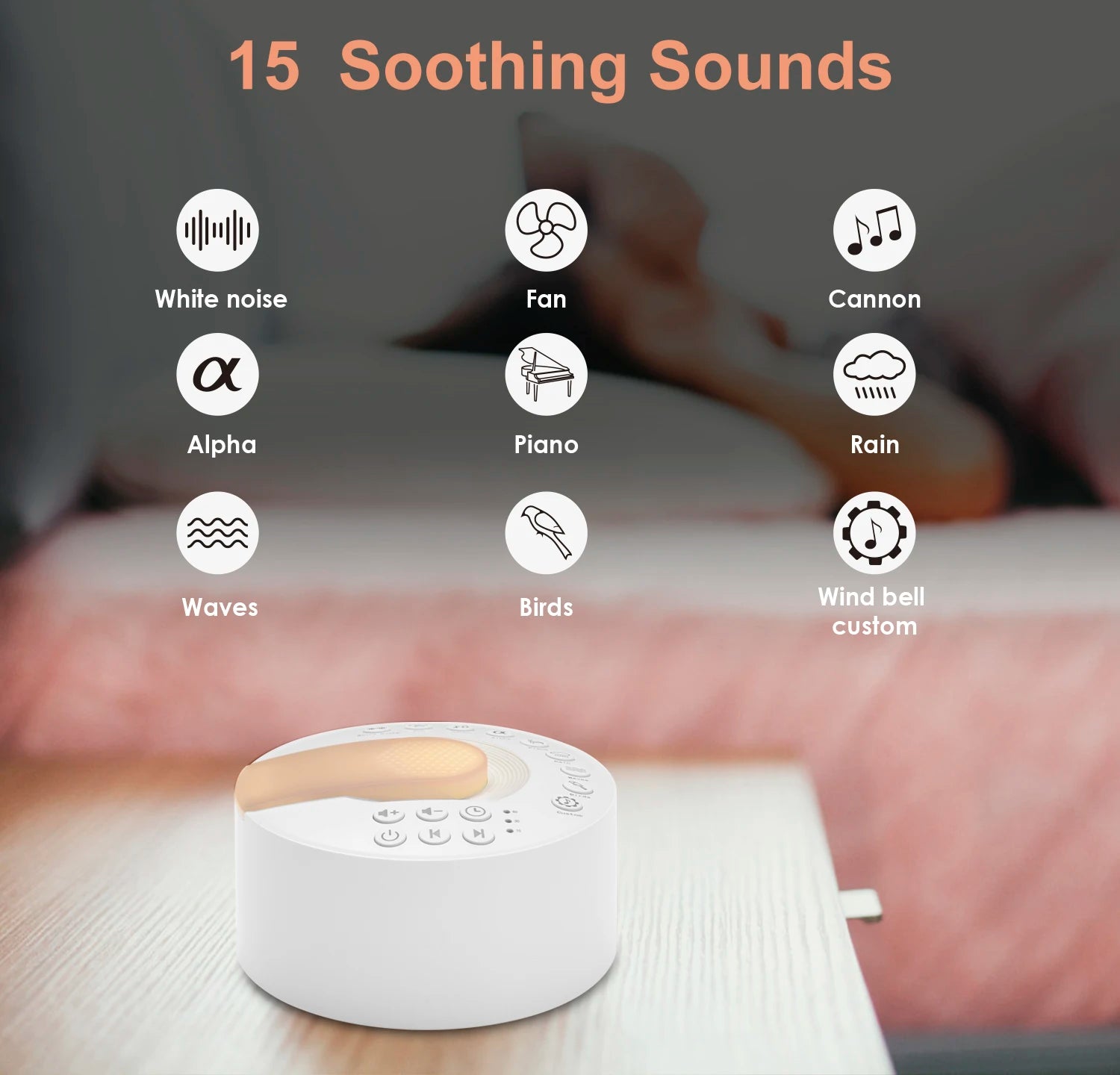 White Noise Machine – Rechargeable Sleep Sound Machine with Timer