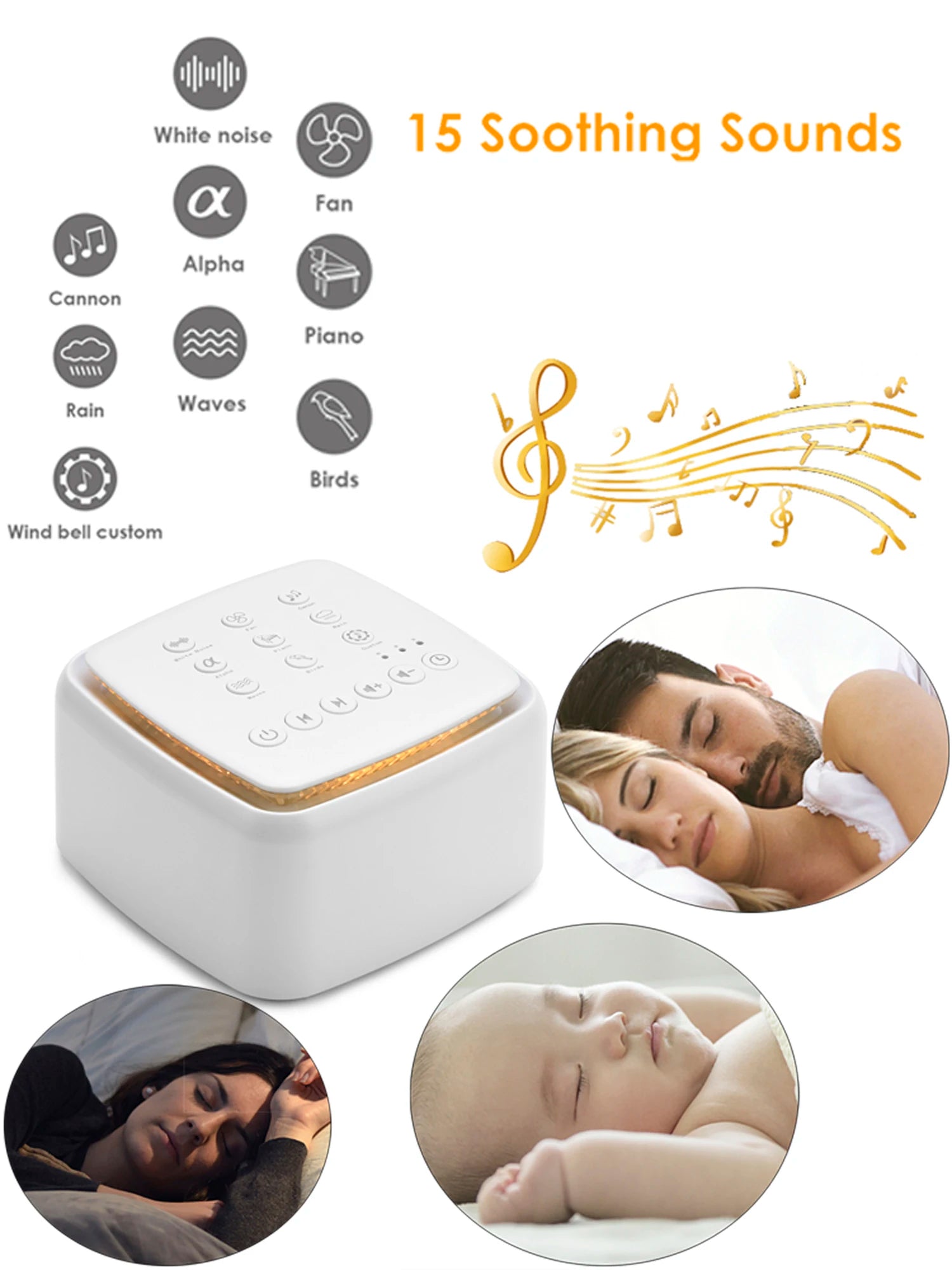 White Noise Machine – Rechargeable Sleep Sound Machine with Timer