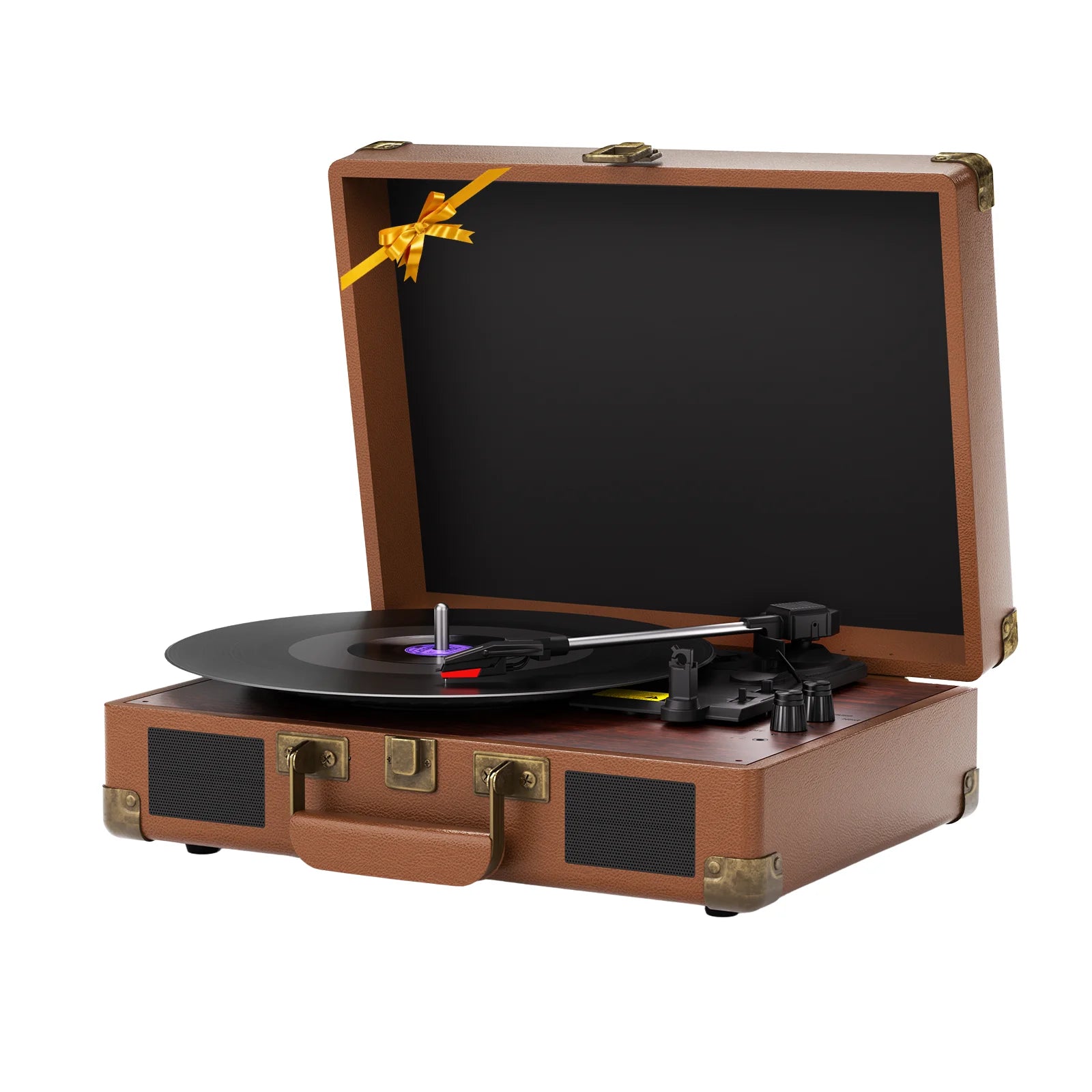 Vintage Bluetooth Turntable Record Player | 3-Speed Vinyl Player with Built-in Speakers