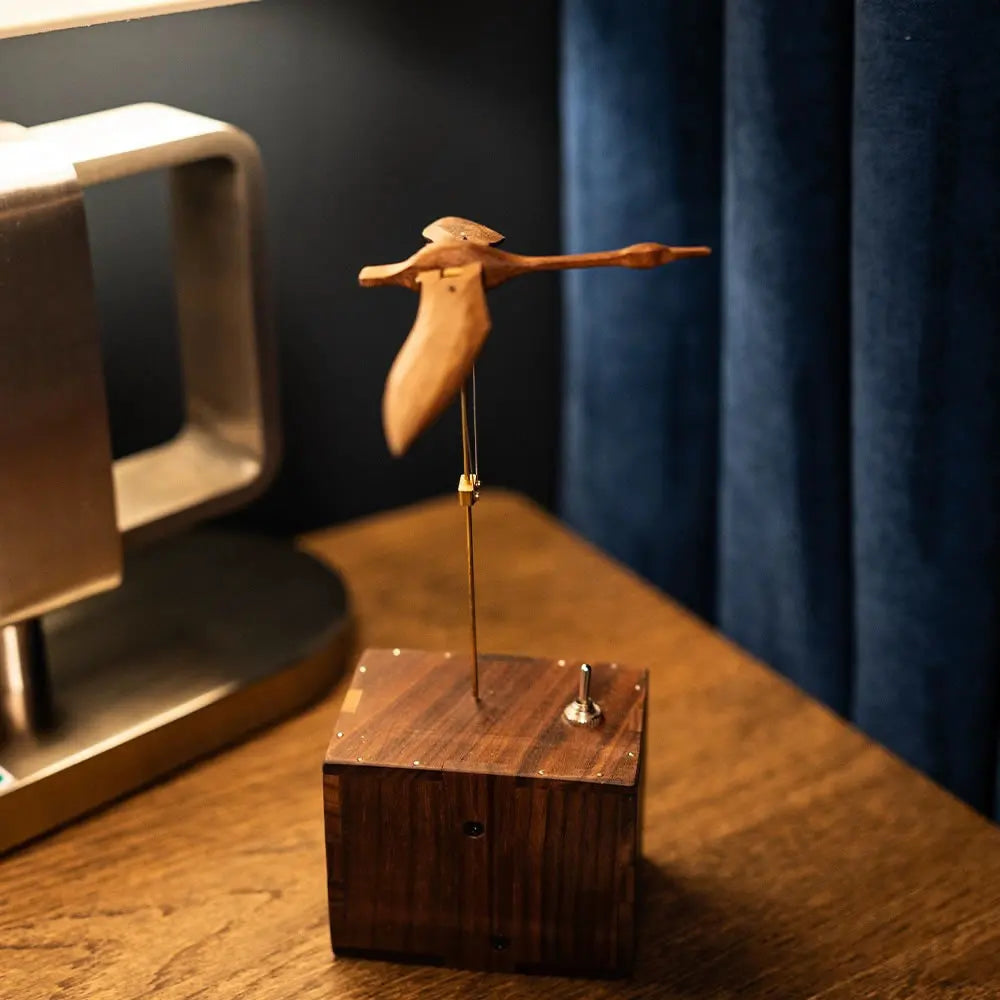 Walnut Wood Swan Music Box – Handmade Wooden Desk Ornament