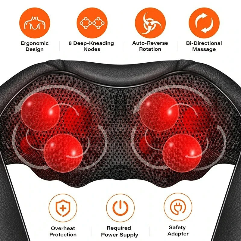 Shiatsu Neck and Shoulder Massager with Heat – Deep Tissue Massage Pillow