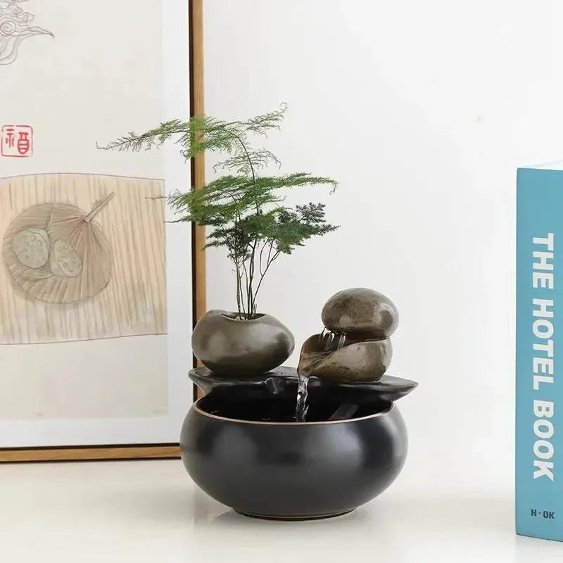 Lotus Water Fountain Humidifier – Ceramic Desktop Zen Fountain