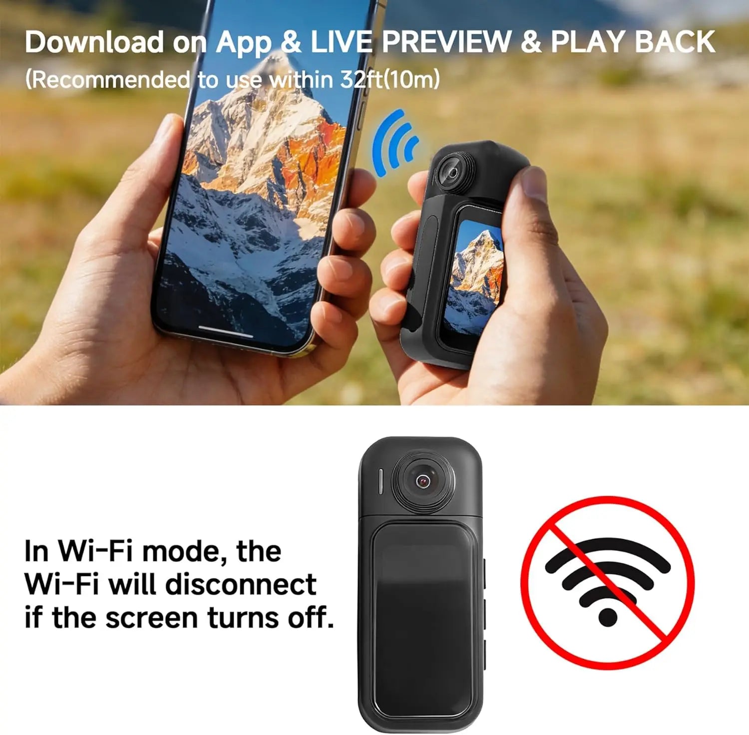 Mini Action Camera 1080P | Magnetic Wearable POV Camera with WiFi