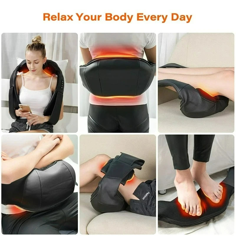Shiatsu Neck and Shoulder Massager with Heat – Deep Tissue Massage Pillow