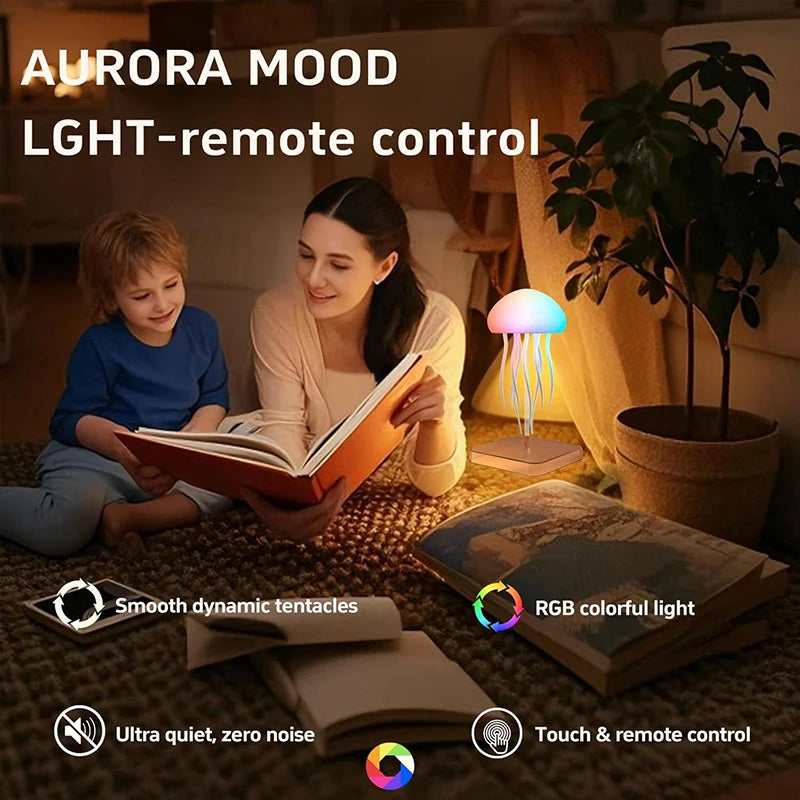 LED Jellyfish Lamp – RGB Gradient Night Light with Remote Control