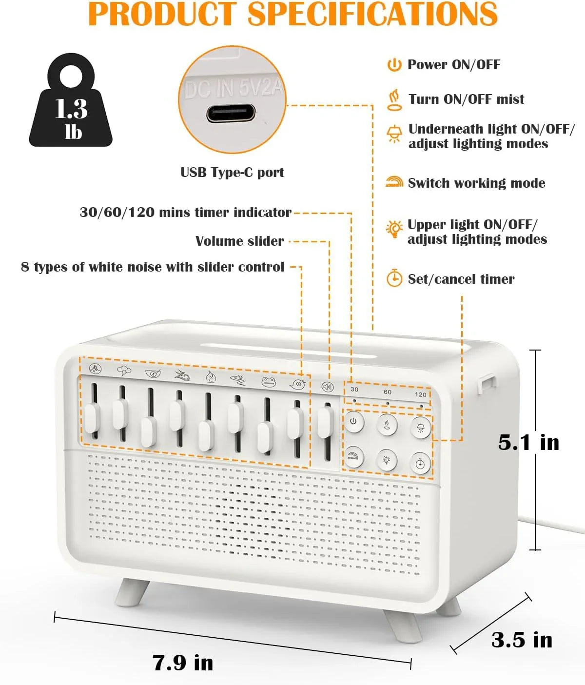 White Noise Machine, Humidifier & Night Light