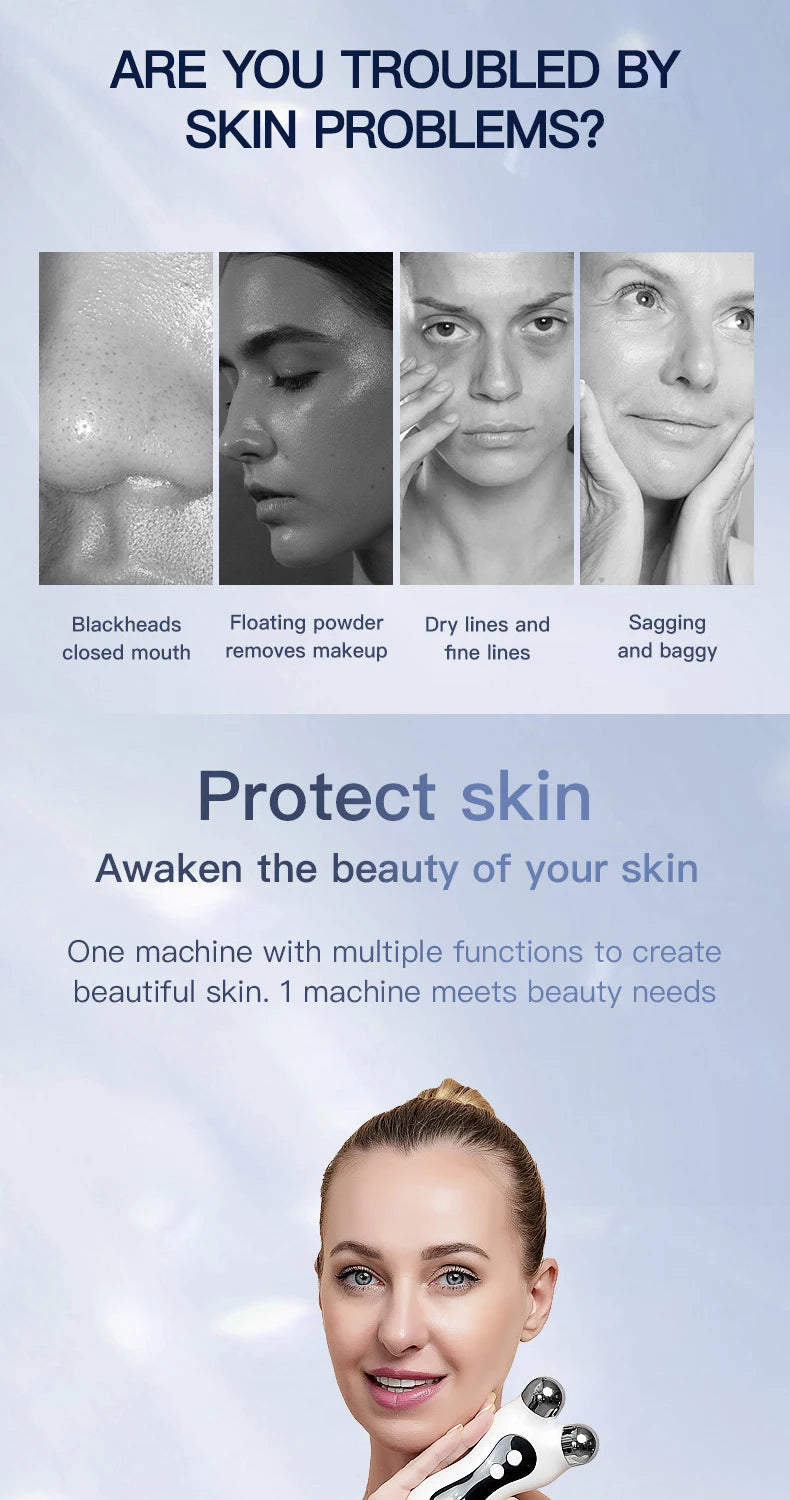 EMS Microcurrent Face Lift Massager – V-Face Roller Skin Tightening Device