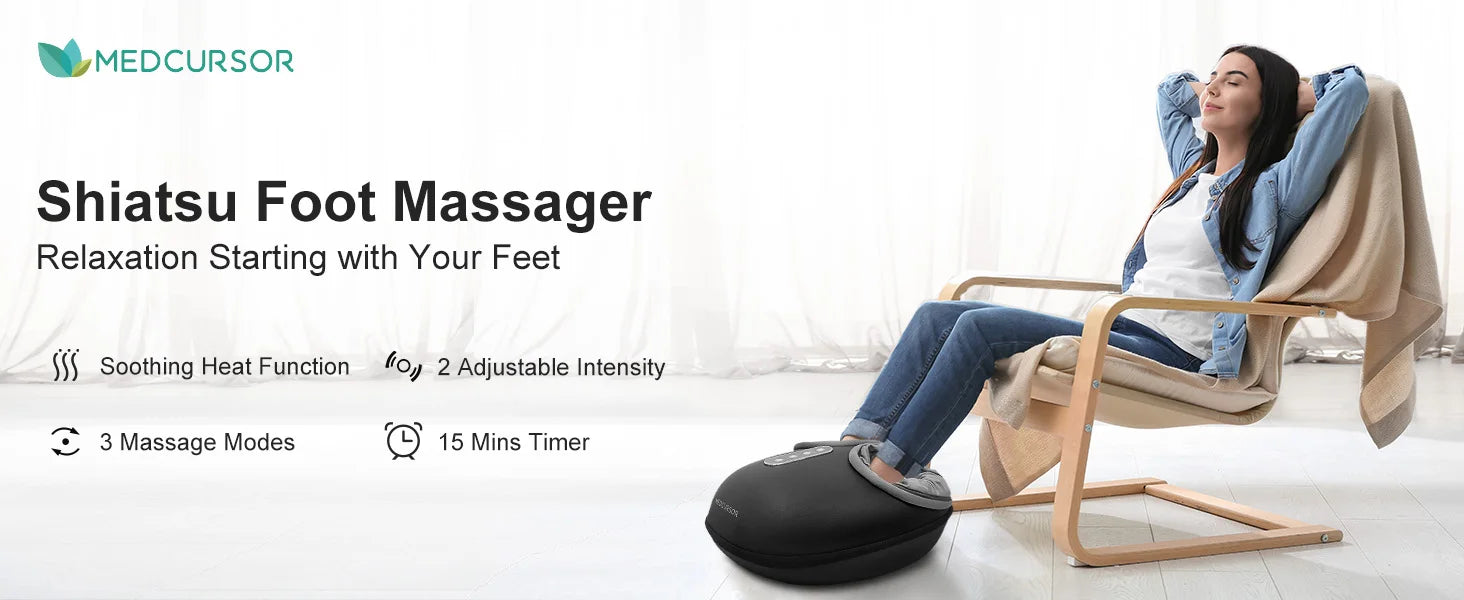 Shiatsu Foot Massager with Heat – Deep Kneading Electric Foot Massager