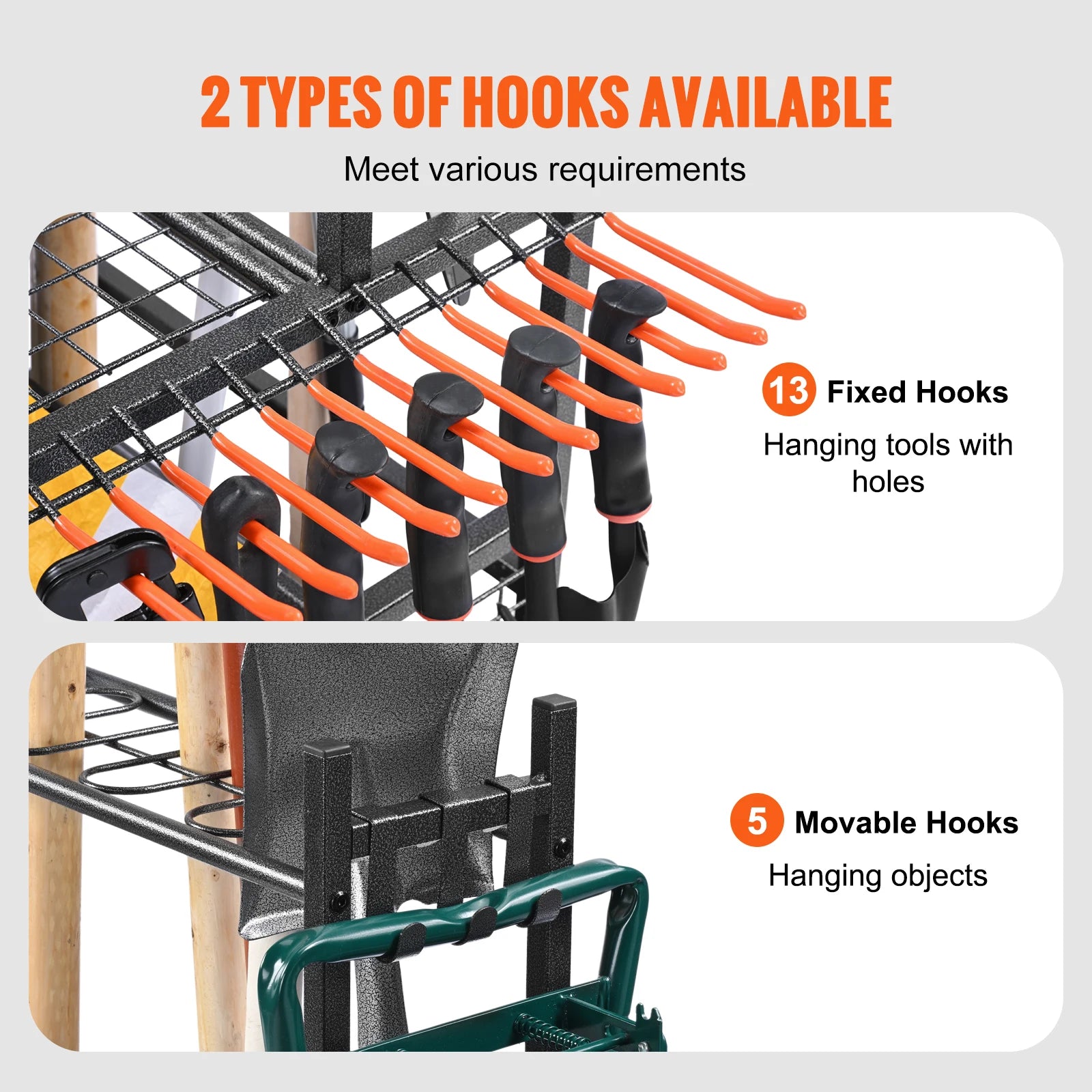 16 Slot Garden Tool Organizer Rack with Wheels – Garage Storage Holder