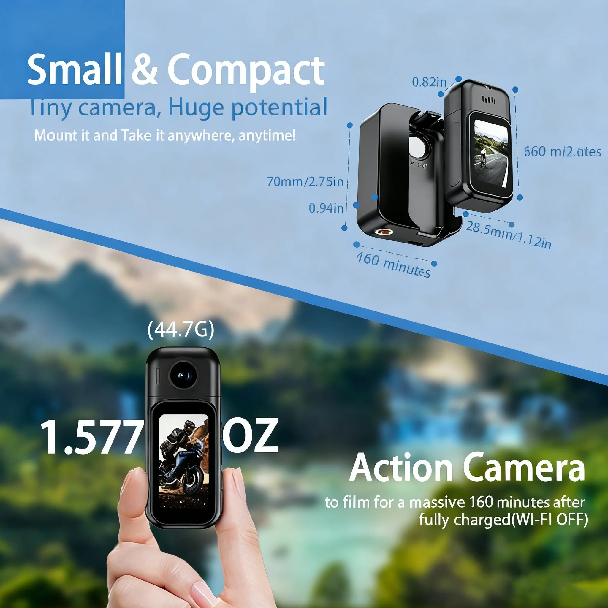 Mini Action Camera 1080P | Magnetic Wearable POV Camera with WiFi
