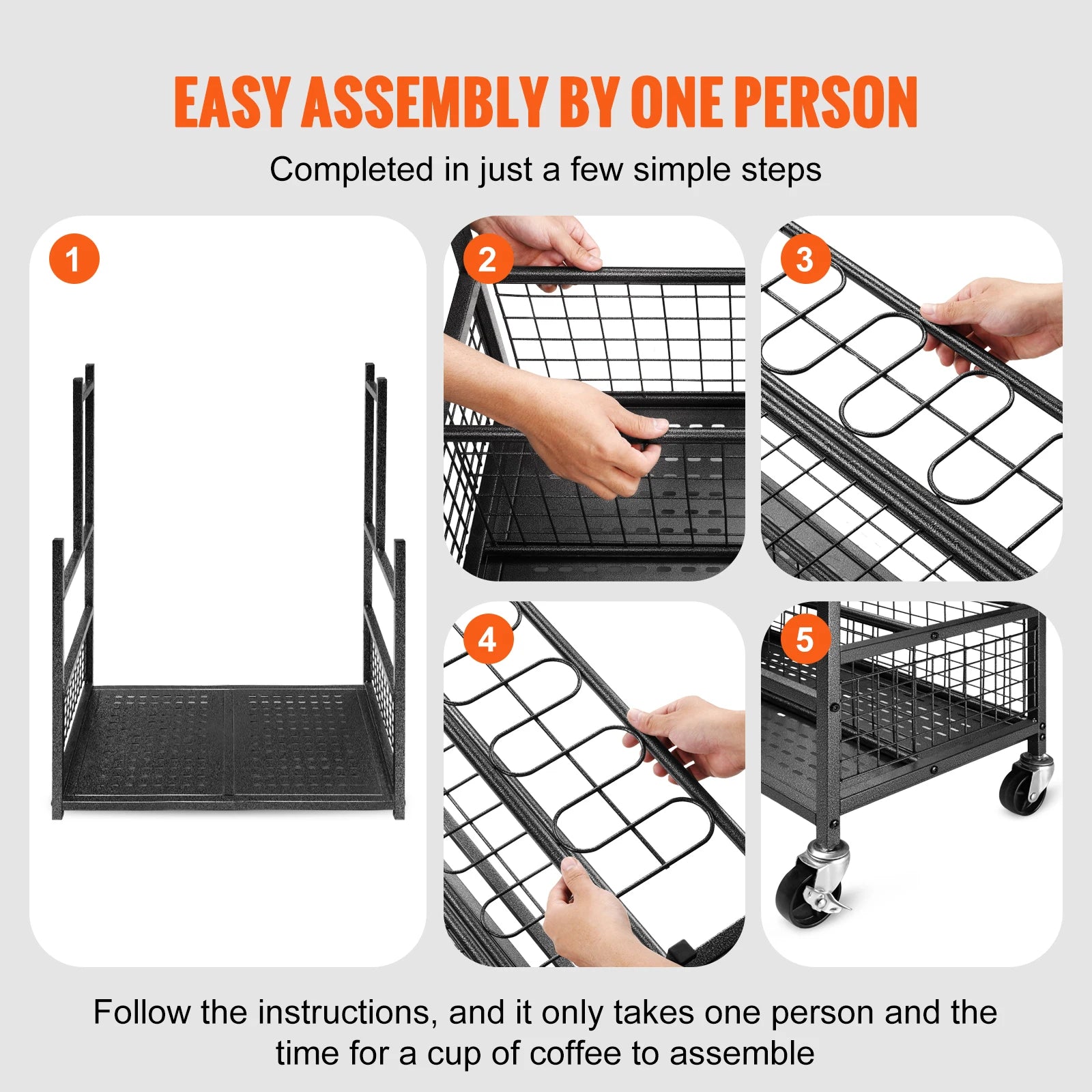 16 Slot Garden Tool Organizer Rack with Wheels – Garage Storage Holder