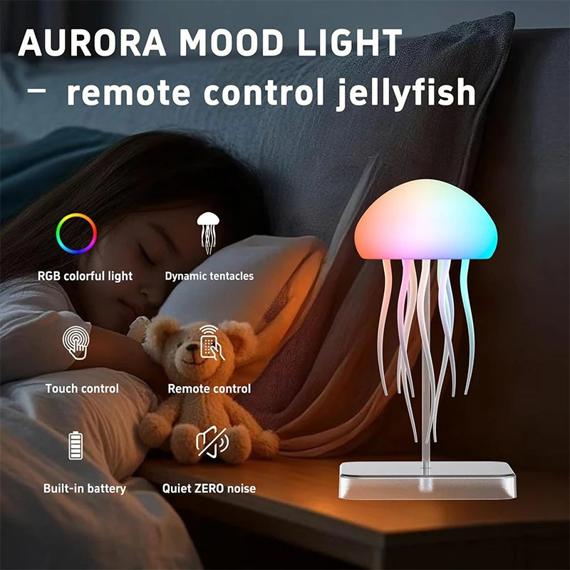 LED Jellyfish Lamp – RGB Gradient Night Light with Remote Control