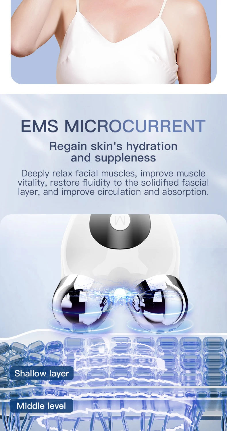 EMS Microcurrent Face Lift Massager – V-Face Roller Skin Tightening Device