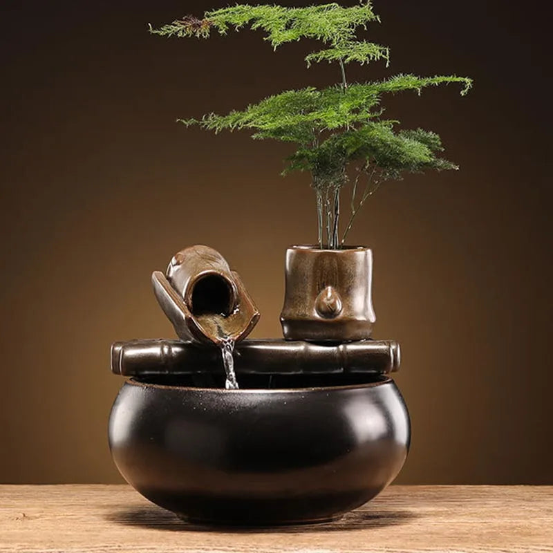 Lotus Water Fountain Humidifier – Ceramic Desktop Zen Fountain