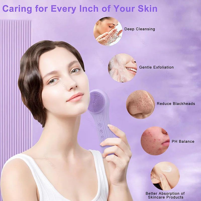 Silicone Facial Cleansing Brush – Waterproof Electric Face Cleanser
