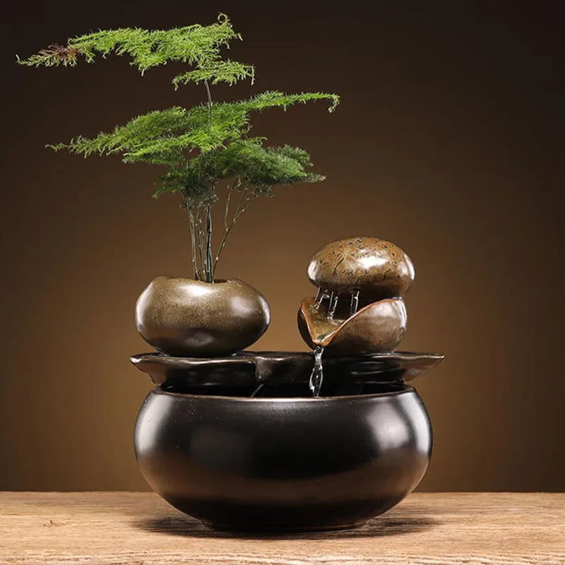 Lotus Water Fountain Humidifier – Ceramic Desktop Zen Fountain