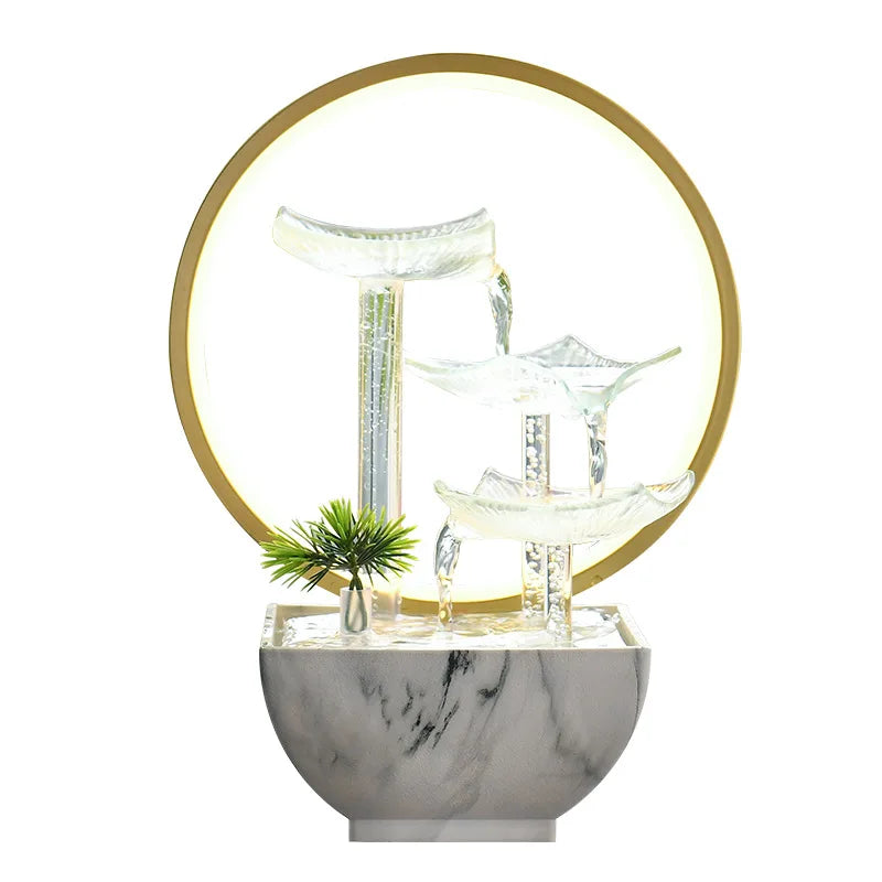 Zen Lotus Water Fountain with LED – Glass Tabletop Fountain for Home & Office