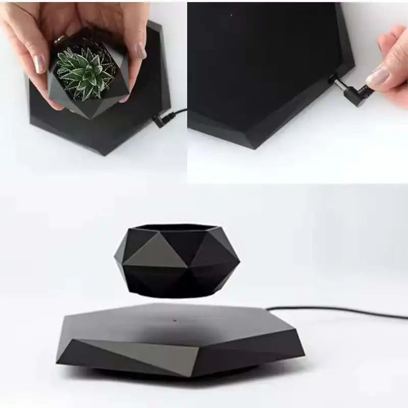 Magnetic Levitating Bonsai Pot – Floating Plant Holder with 360° Rotation