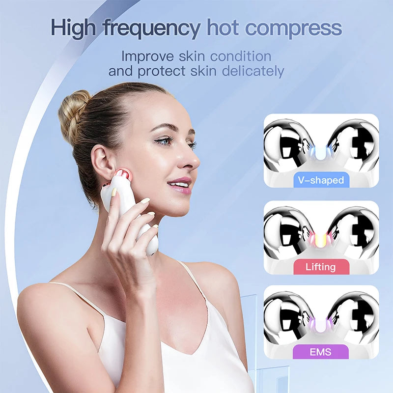 EMS Microcurrent Face Lift Massager – V-Face Roller Skin Tightening Device