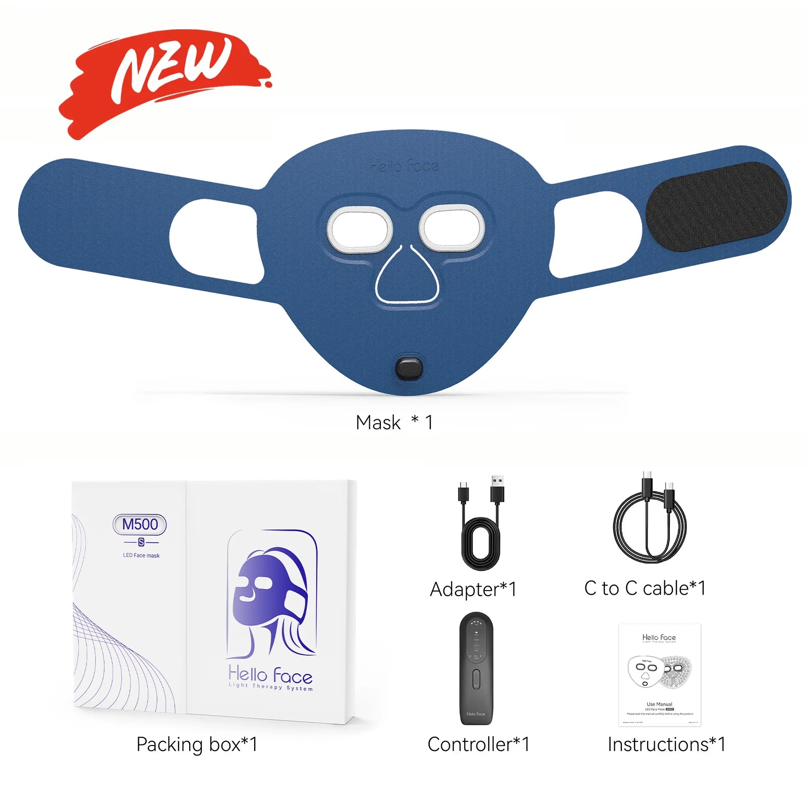 HELLO FACE M500 LED Light Therapy Mask – Anti-Aging & Acne Treatment