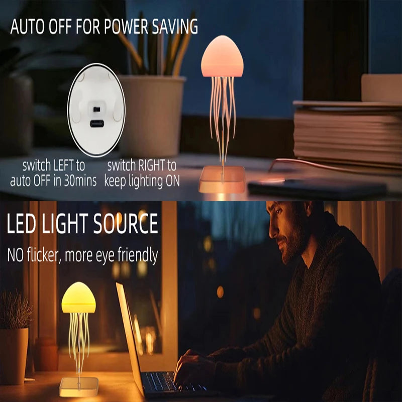 LED Jellyfish Lamp – RGB Gradient Night Light with Remote Control