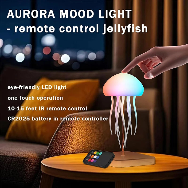 LED Jellyfish Lamp – RGB Gradient Night Light with Remote Control