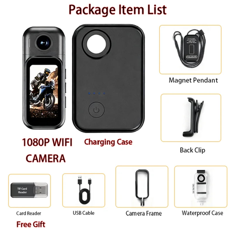 Mini Action Camera 1080P | Magnetic Wearable POV Camera with WiFi