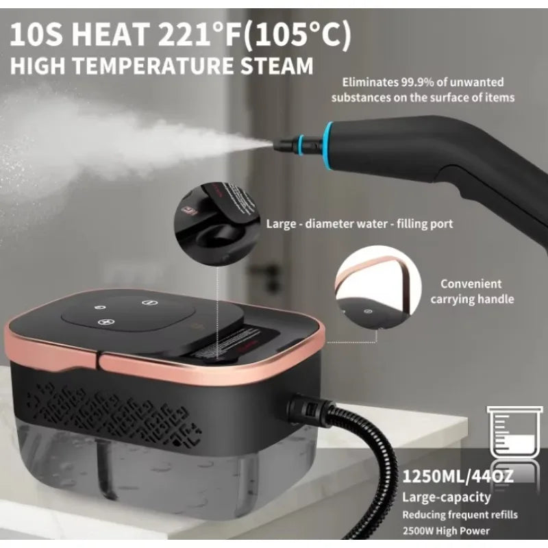 Handheld Steam Cleaner 2500W | High Pressure Multi-Surface Cleaning