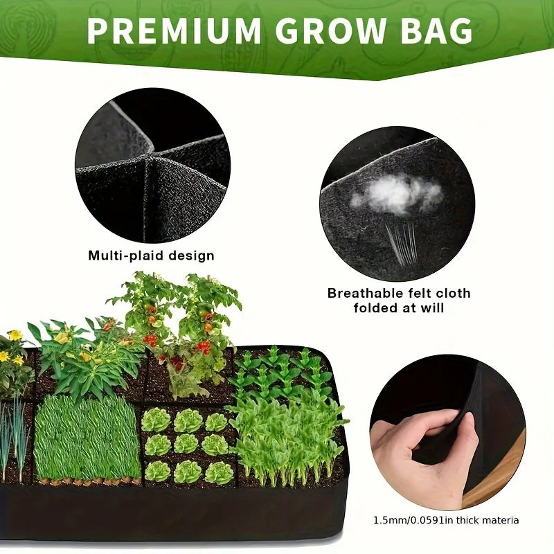 8 Grid Raised Garden Grow Bag Bed (128 Gallon / 484 L)