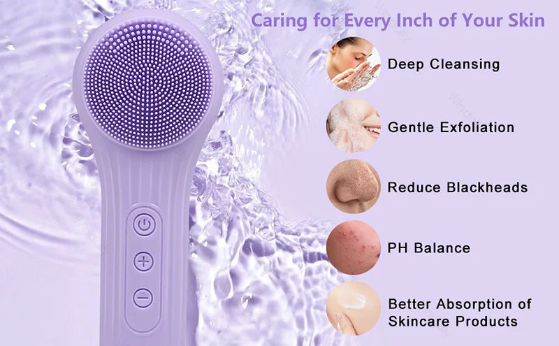 Silicone Facial Cleansing Brush – Waterproof Electric Face Cleanser