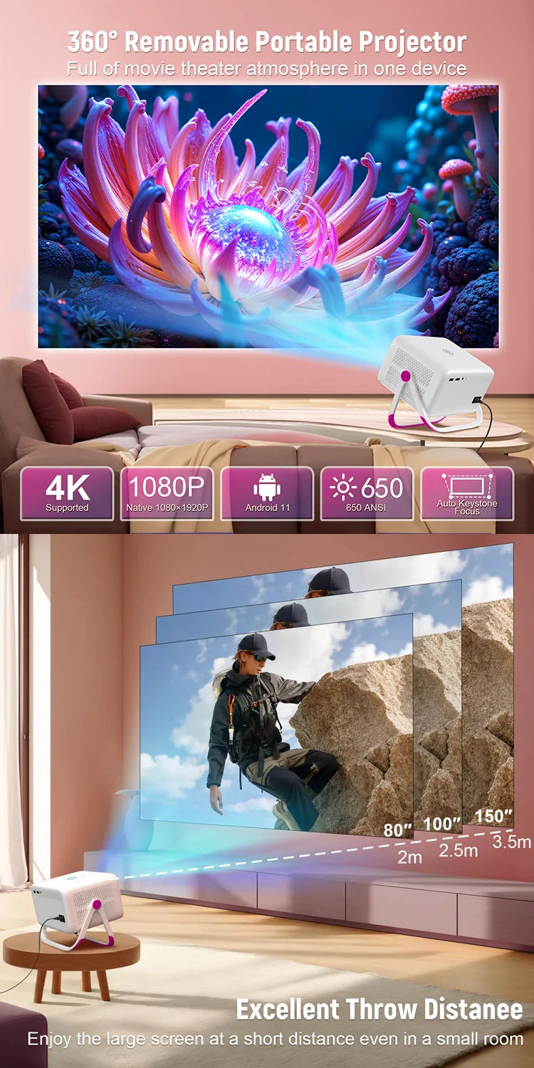 Smart Projector | 650 ANSI WiFi Bluetooth Home Cinema