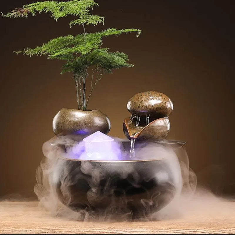 Lotus Water Fountain Humidifier – Ceramic Desktop Zen Fountain