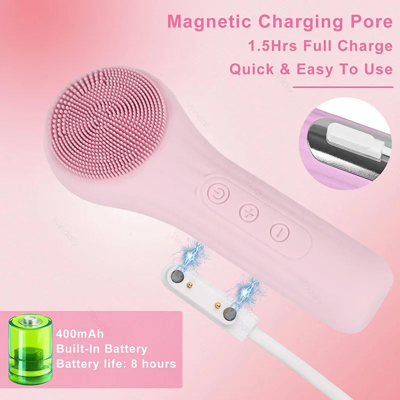 Silicone Facial Cleansing Brush – Waterproof Electric Face Cleanser