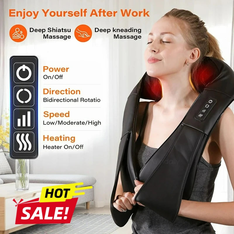 Shiatsu Neck and Shoulder Massager with Heat – Deep Tissue Massage Pillow