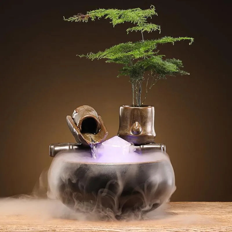 Lotus Water Fountain Humidifier – Ceramic Desktop Zen Fountain
