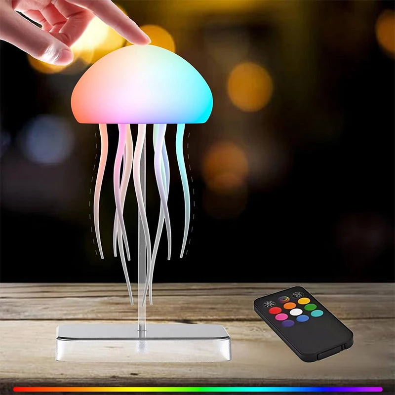 LED Jellyfish Lamp – RGB Gradient Night Light with Remote Control