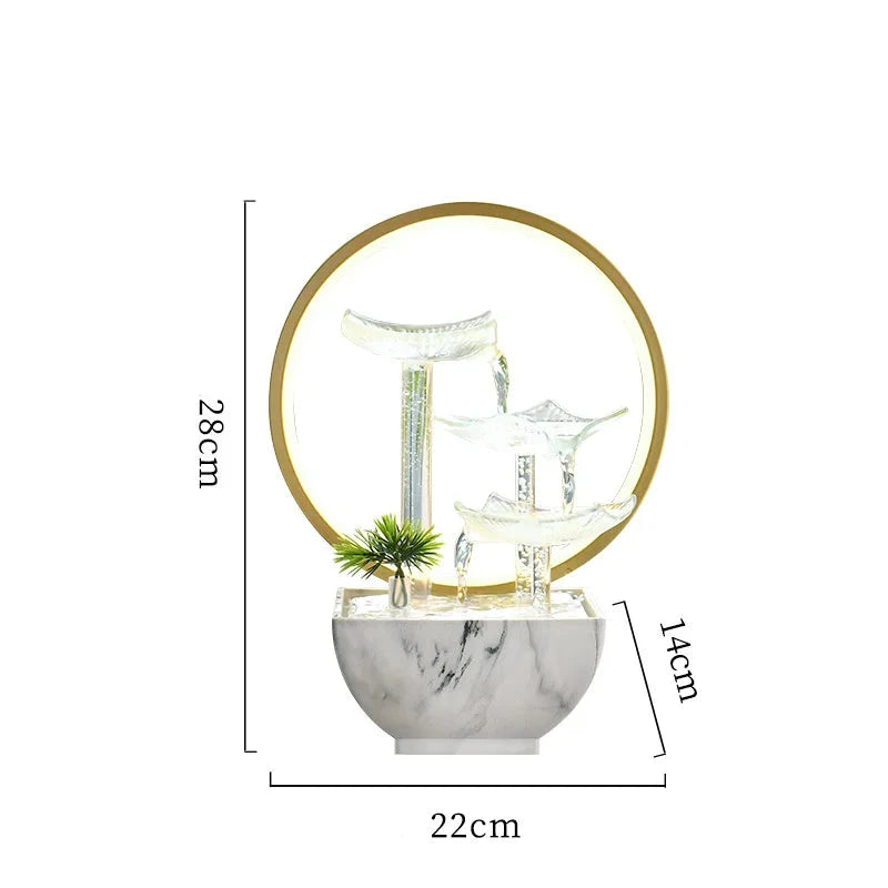 Zen Lotus Water Fountain with LED – Glass Tabletop Fountain for Home & Office