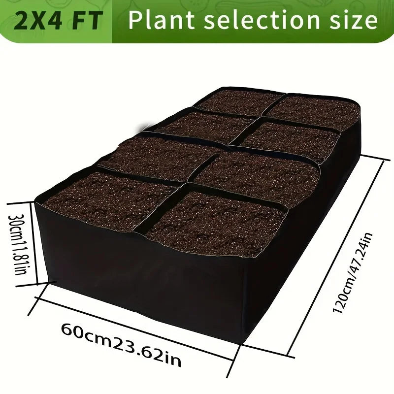 8 Grid Raised Garden Grow Bag Bed (128 Gallon / 484 L)