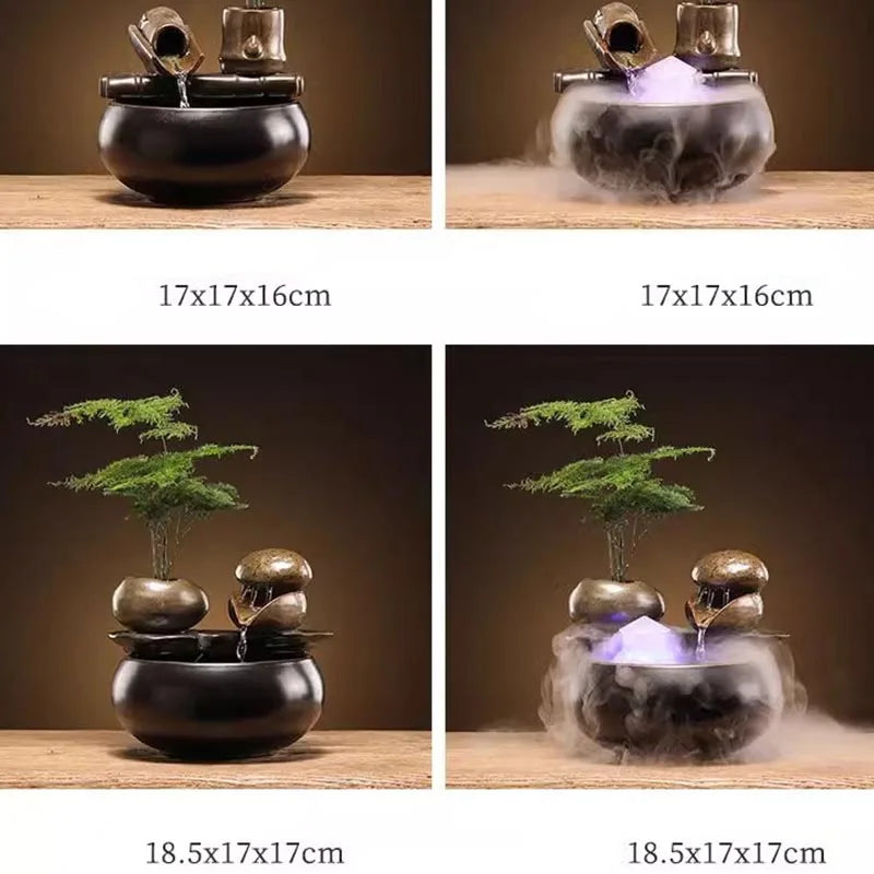 Lotus Water Fountain Humidifier – Ceramic Desktop Zen Fountain