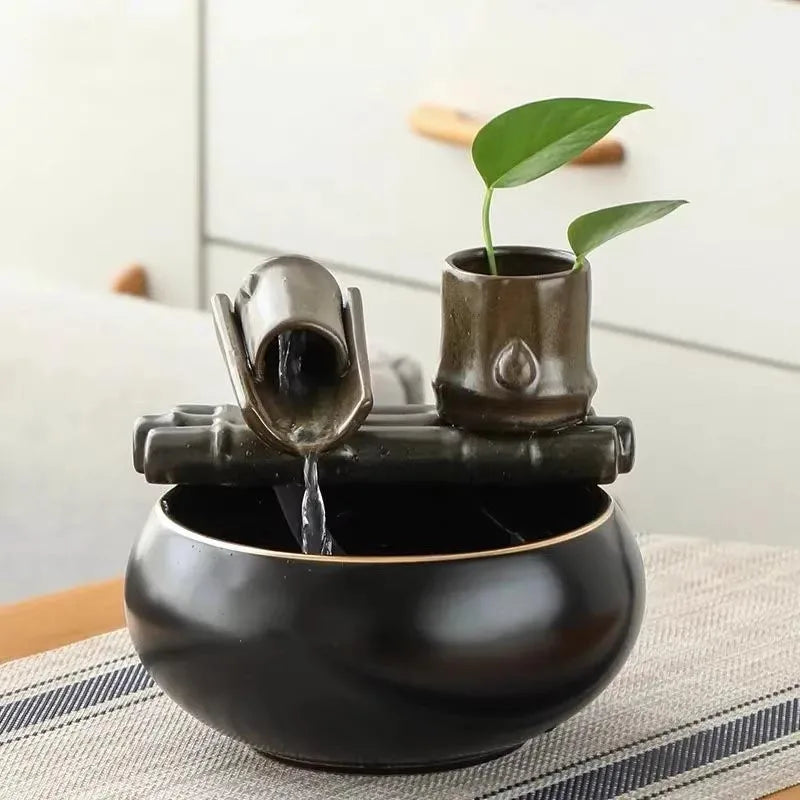 Lotus Water Fountain Humidifier – Ceramic Desktop Zen Fountain