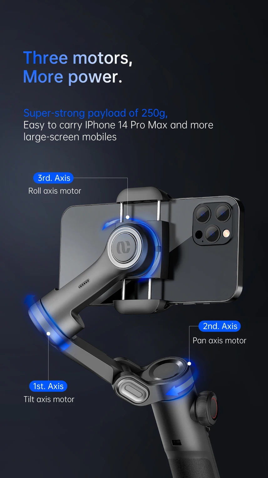 3-Axis Smartphone Gimbal Stabilizer | Foldable Anti-Shake Vlog Gimbal