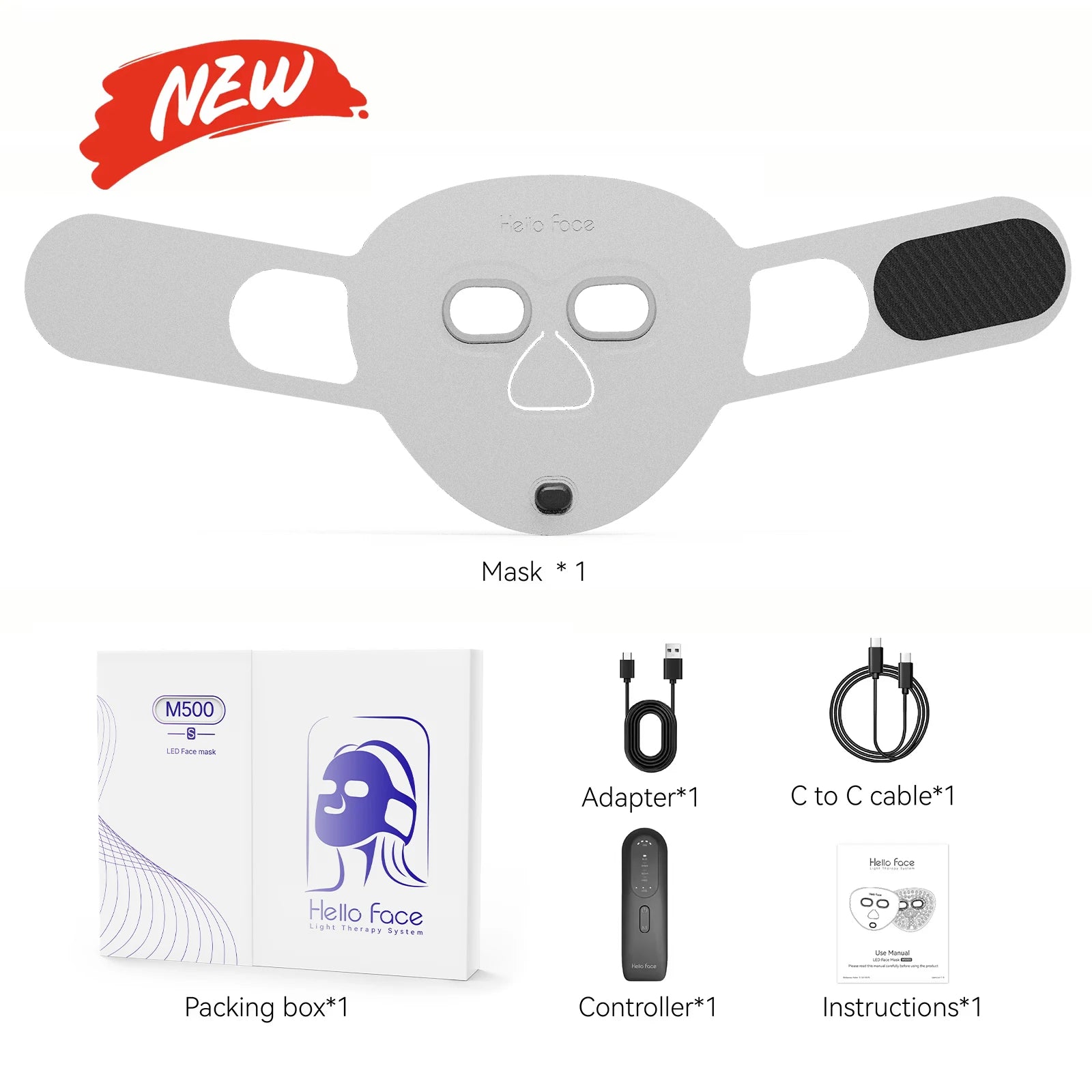 HELLO FACE M500 LED Light Therapy Mask – Anti-Aging & Acne Treatment