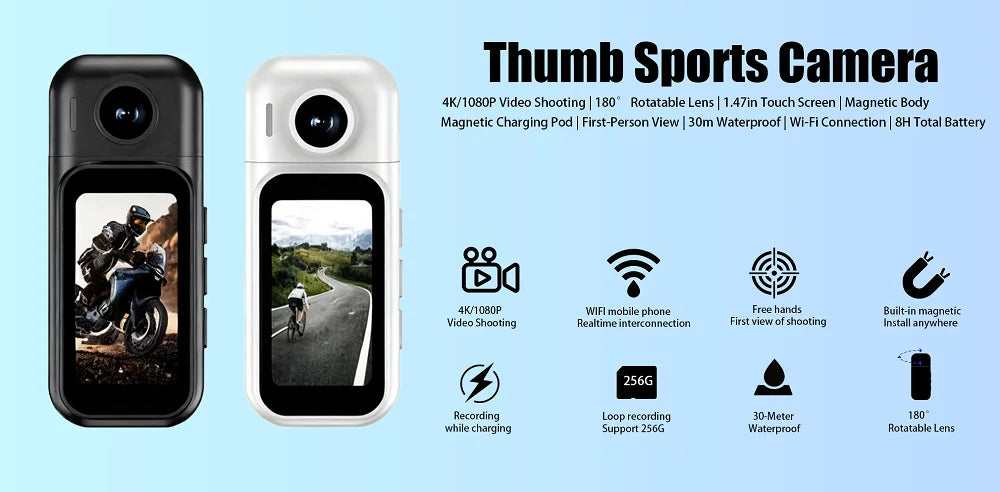 Mini Action Camera 1080P | Magnetic Wearable POV Camera with WiFi