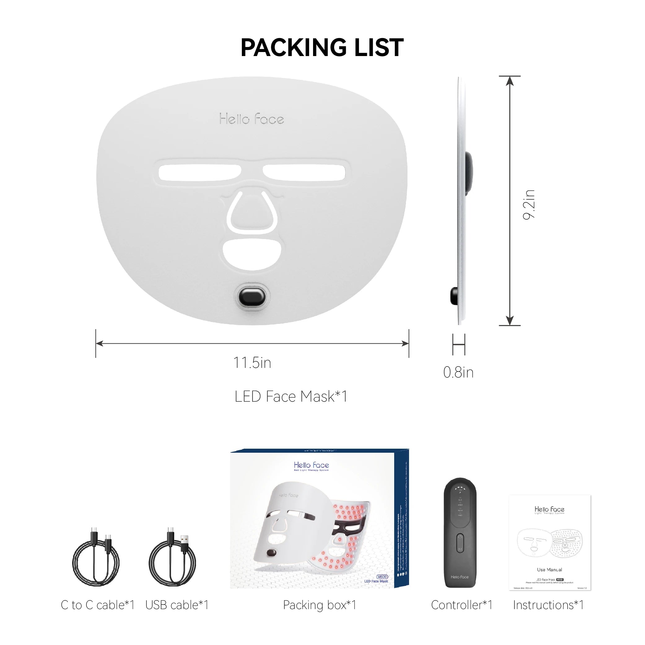 HELLO FACE M500 LED Light Therapy Mask – Anti-Aging & Acne Treatment
