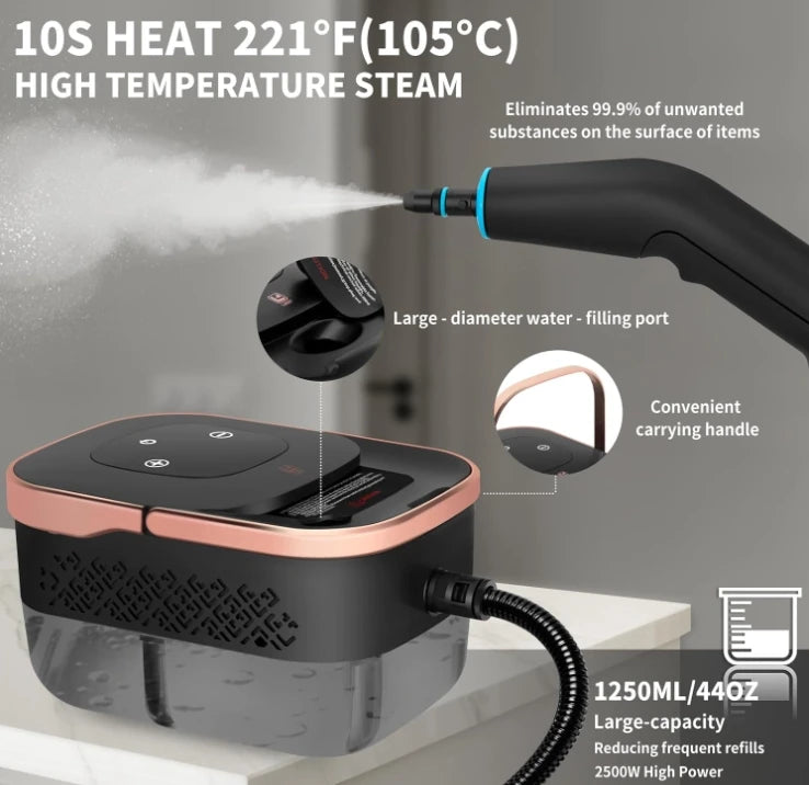 Handheld Steam Cleaner 2500W | High Pressure Multi-Surface Cleaning
