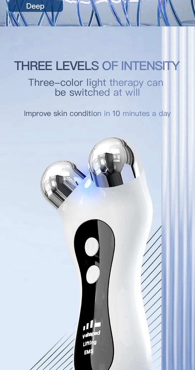 EMS Microcurrent Face Lift Massager – V-Face Roller Skin Tightening Device